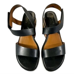 Franco Sarto Chiara Strappy Black Women Wedge Sandals  Size 8.5